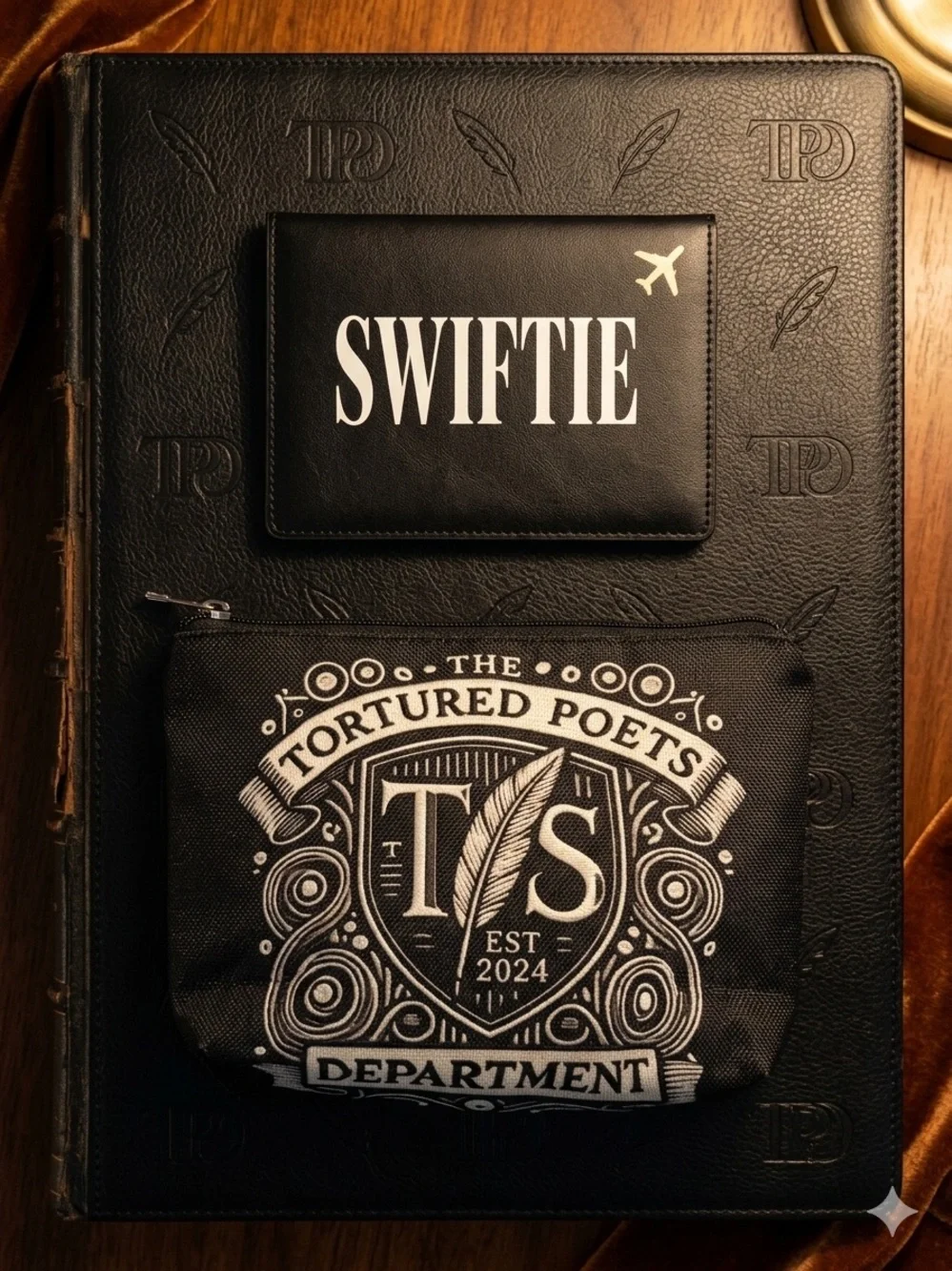 Taylor Swift Black 'Swiftie' Travel Cosmetic Pouch Set